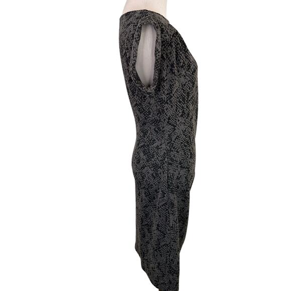 Ann Taylor Grey Peplum Animal Print Ruched Pleated Side Dress Size SP - Picture 5 of 7